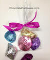 Chocolate foil wrapped sea shell favor bags