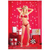 Glitter Velvet Tri-Top & Short Tie Side Panty w/Marabou Red 